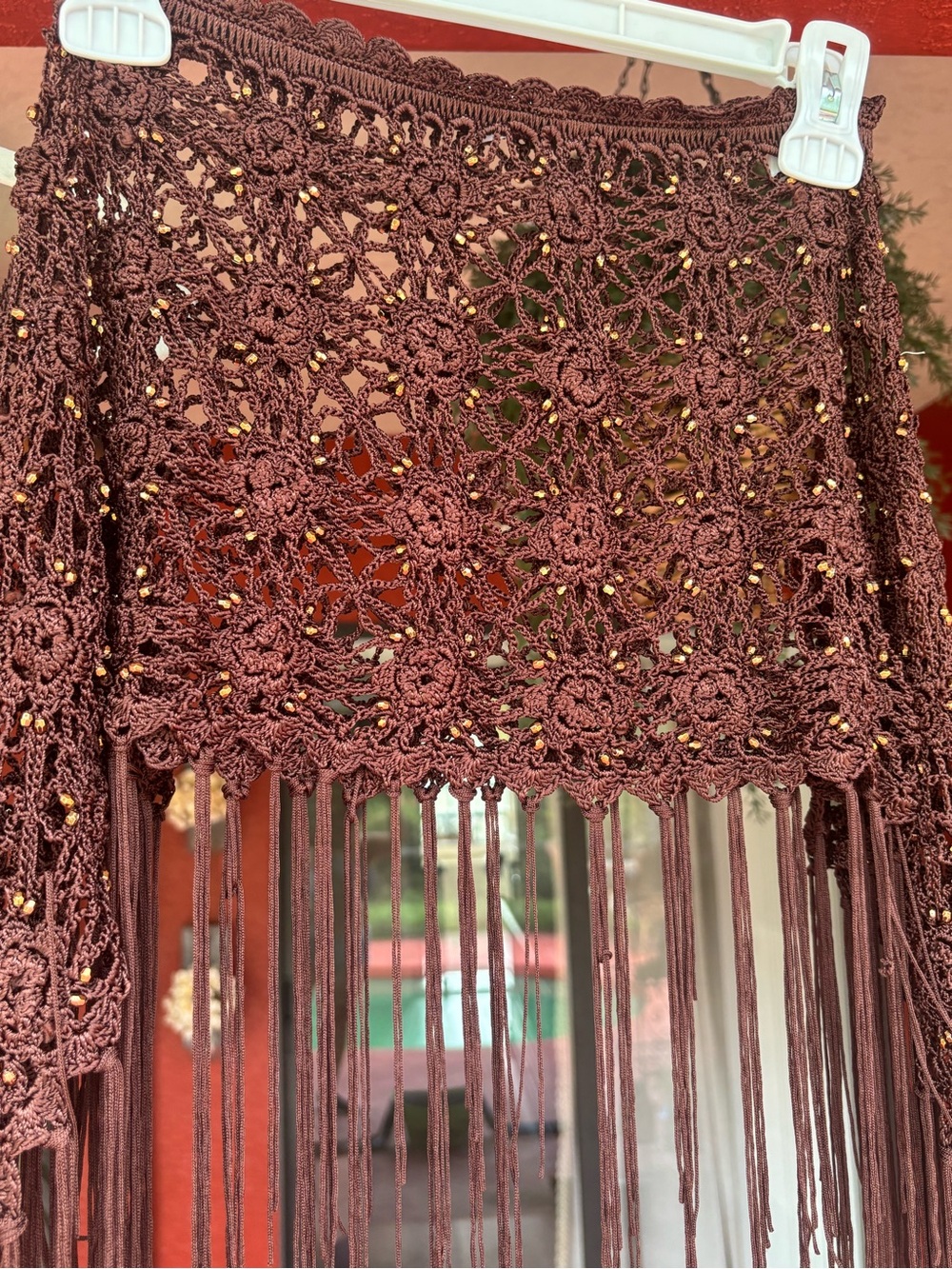 NWOT Frankie’s bikinis pearl crochet coverup set in bourbon - Picture 12 of 16